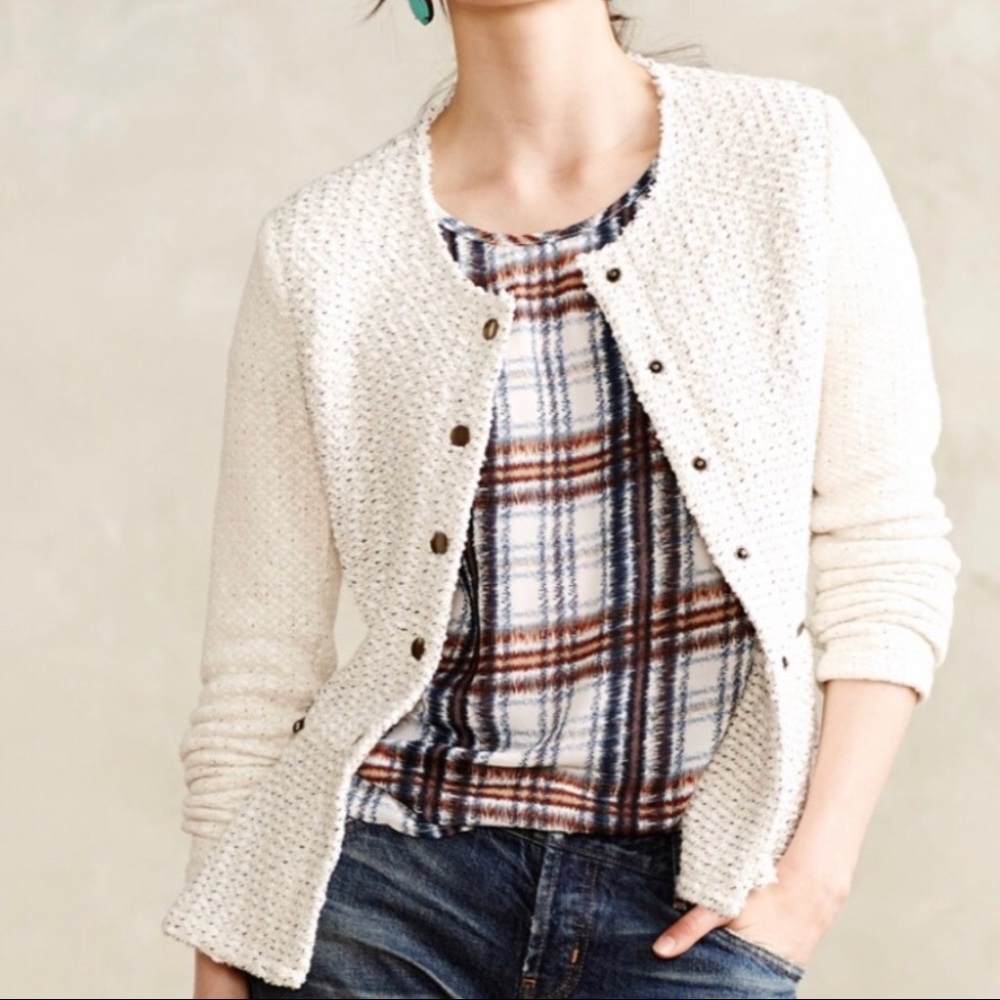 Anthropologie Cartonnier Cream Boucle Jacket